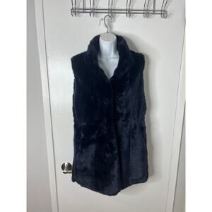 Tart Collections Women's Faux Fur Vest Blue ~ Size S